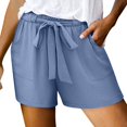 thumbnail image 2 of Women'S Shorts with Pockets Summer Casual Shorts for Women Waist Adjustable Tie Knot Loose Blue M, 2 of 10