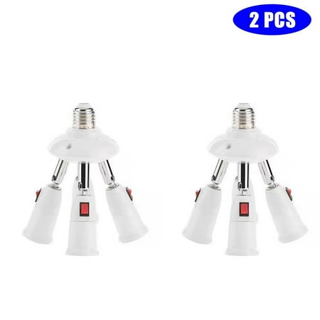 

OUSITAI 3-in-1 Light Bulb Socket Adapter Adjustable E27 Lamp Holder Switch Splitter Standard Base for Desk/Bedroom/Study