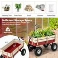 thumbnail image 5 of Wagon Cart for Kids, Heavy Duty Wagon Cart with Wooden Fence, Beach Wagon with 10" All-Terrain Wheels, Utility Wagon for Patio Camping Garden Beach Shopping, 330 lbs Capacity, JA3889, 5 of 11
