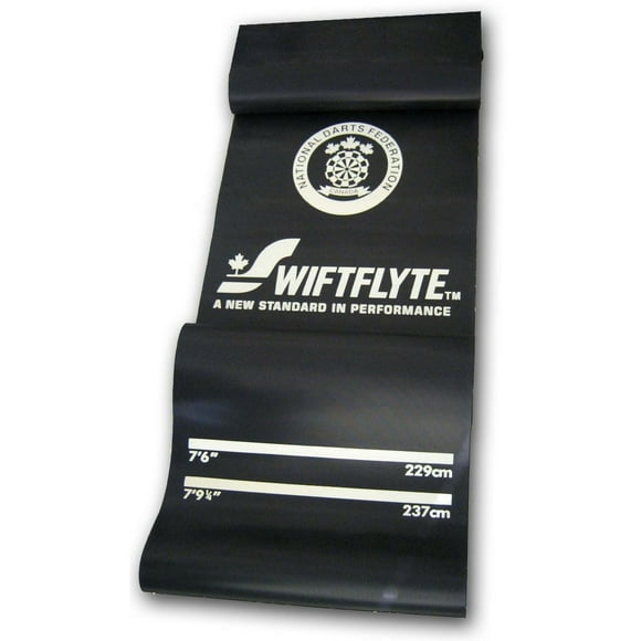 Swiftflyte Heavy-duty Rubber Dart Mat - Official International Throw Lines at 7'6" (229 cm) and 7'9-1/4" (237 cm) - Non-Slip - Endorsed by the National Darts Federation of Canada (NDFC)