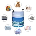 thumbnail image 2 of DouZhe Waterproof Collapsible Large Laundry Baskets, Ocean Sea Waves Prints Circular Hamper with Handles, 2 of 7
