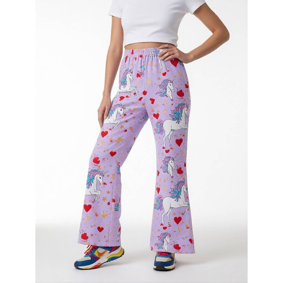 Girls Digital Print Flared Pants, Wide Leg Bell Bottom Trousers, Cute Casual Kids Bottoms for Ages 4-13 (Spring Summer)