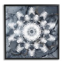 Stupell Industries Bohemian Patterned Fractal Abstract Painting Black Framed Art Print Wall Art, 12 x 12