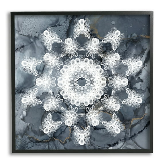 Stupell Industries Bohemian Patterned Fractal Abstract Painting Black Framed Art Print Wall Art, 12 x 12