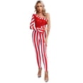 thumbnail image 1 of iiniim Womens Christmas Bodysuit Santa Claus Cosplay Rompers Flared Sleeve Unitard Candy Cane Costumes Red L, 1 of 7