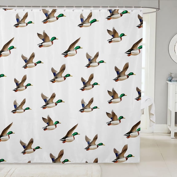 Flying Duck Shower Curtain Waterproof Fabric Bath Curtain with Hooks for Bathroom 71x71 inches