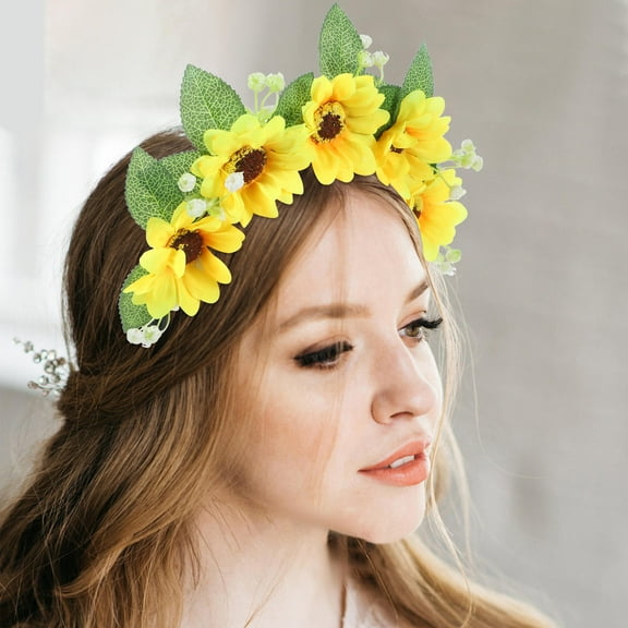 DECOMELODY Flower Headpiece for Women 1Pcs Sunflower Headband Vibrant Colors 25.15X8.65X1.18in Wedding Bridal Accessory