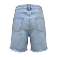 thumbnail image 4 of XIAONU Womens Frayed Hem Short Relaxed Fit High Waisted Crossover Denim Short Breathable Trendy Summer Shorts, 4 of 5
