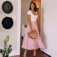 thumbnail image 2 of CHICWISH Women's Pink Layered Mesh Ballet Prom Party Tulle Tutu A-Line Maxi Skirt, 2 of 6