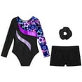 thumbnail image 4 of TiaoBug Kids Girls Gymnastics Leotards with Shorts Ballet Dancewear Unitards Starry Black 6, 4 of 5