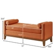 thumbnail image 5 of S-HOME Large Upholstered Boucle Fabric Ottoman with Pillows, Window Bench for Living Room, Home Entryway Seating, Orange, 5 of 7