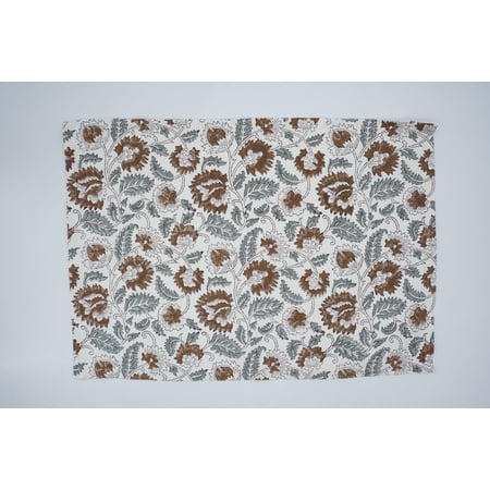 Hand Block Printed,13X19 Inch Elegant Dining Placemats, Stylish & Durable Table Mats for Everyday Use, Mandakni, Set of 4
