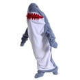 thumbnail image 3 of Zahazoho Shark Blanket Hoodie Onesie for Adults, Ultra Soft Flannel Wearable Sleeping Bag with Kangaroo Pocket & Cozy Hood, M Size, Blue, 3 of 10