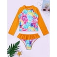 thumbnail image 6 of MSemis Girls Mermaid Swimsuit 2-Pieces Rash Guard Sets Bathing Suit, Size 3T-16 Orange 12, 6 of 7