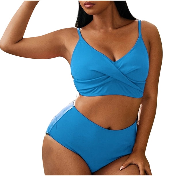 Traje de Baño Conservador de Tamaño Grande con Falda Dividida, Conjunto de Bikini de Puntos de Polka, Detalle de Ganchillo Y Top Acolchado para la Playa Y la Piscina