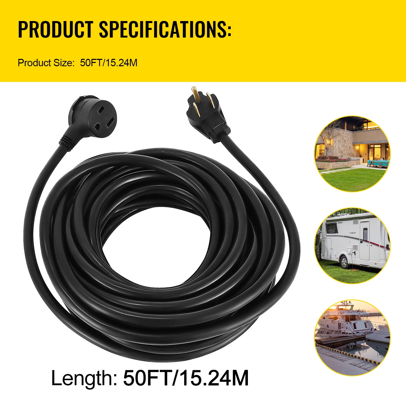 VEVOR Generator Extension Cord 50ft 30A MIG TIG Plasma Welding Extension Cord for Portable Welders