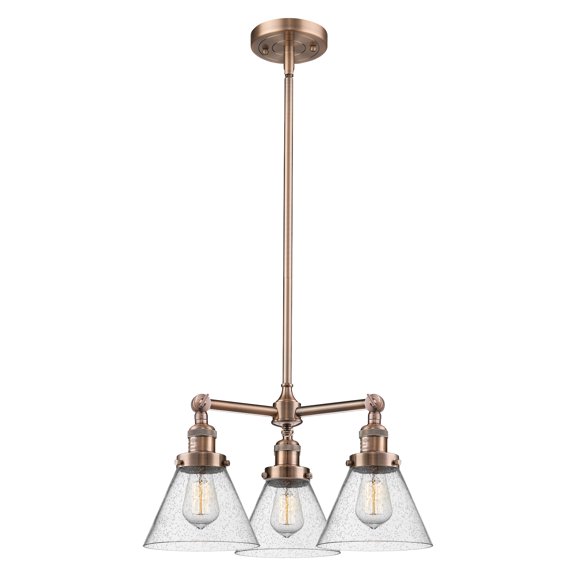 Innovations Lighting 207 Large Cone Cone 3 Light 22" Wide Commercial Chandelier - Copper