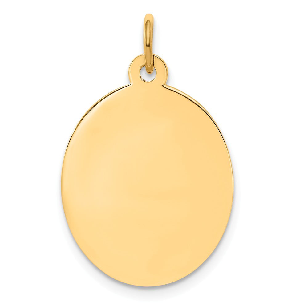 Solid 14k Yellow Gold Plain .027 Gauge Engravable Oval Disc Pendant ...