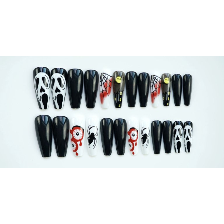 Halloween Decoration Fofosbeauty 24 pcs Long False Nails, Press-on Nails  Designs 2022, Coffin Mint Matte Spider 