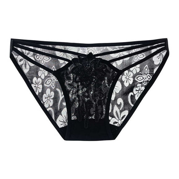 Women's Lace Underwear, Low-Rise Panties With Sheer Mesh, Comfortable And Breathable Daily Wear Briefs For Women