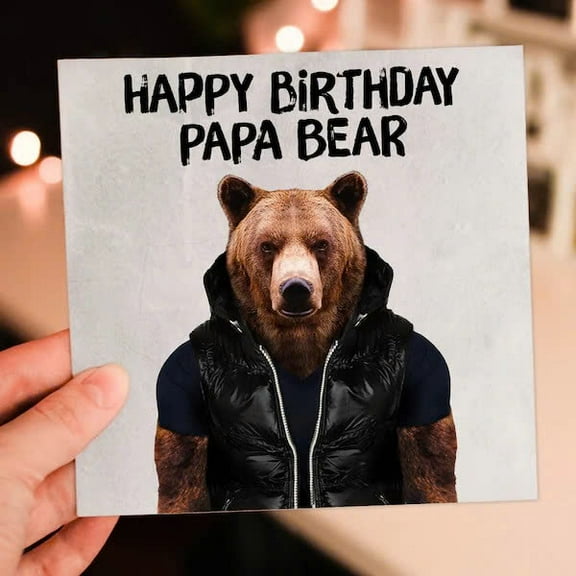 Happy Birthday Papa Bear Card – Unique Bear Design for Dad – Blank Inside Greeting Card with Envelope – Perfect for Father's Day, Dad's Birthday or Any Special Occasion
