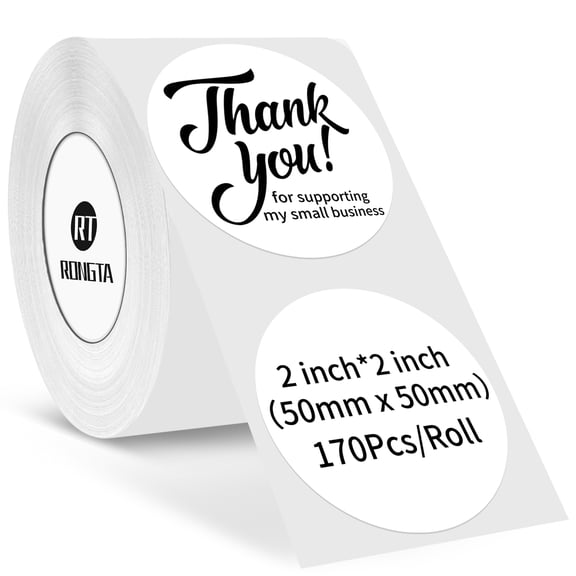 Rongta Thermal Labels for R22, 2 Inch Round, White, 170 Labels per Roll