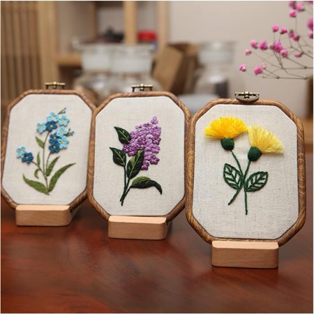 LQPWZU 1 Pack Embroidery kit for Beginners Adults DIY Starter Kit Cross Stitch Kits with Flower Stamped Patterns Embroidery Hoop Tools Colorful Threads Hand Craft Lover Gift
