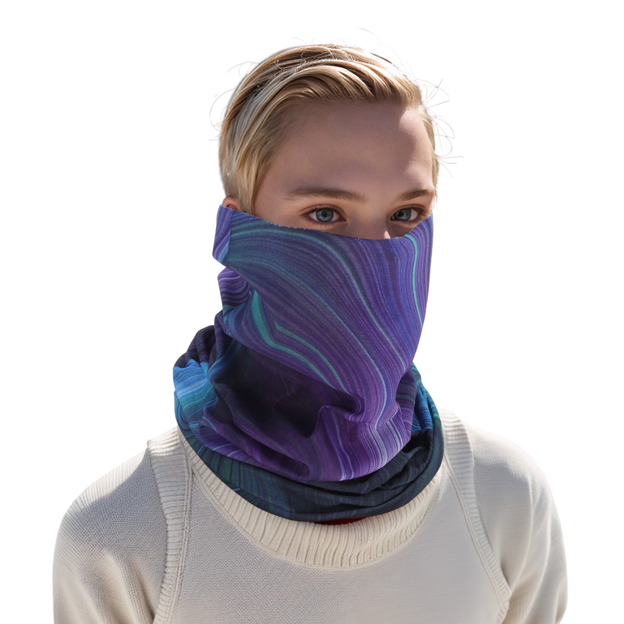Unique Bargains Windproof Face Scarf Masks 1 Pc Purple, Deep Green