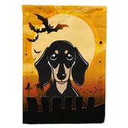 Carolines Treasures BB1773GF Halloween Smooth Black and Tan Dachshund Flag Garden Size , Small, multicolor