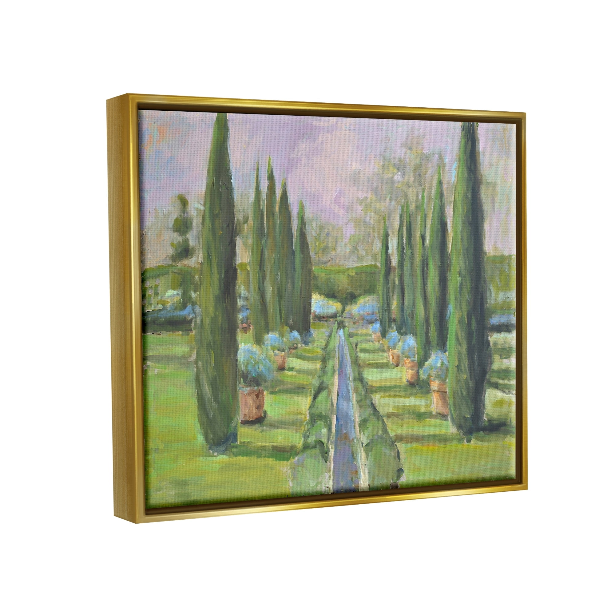 Stupell Industries Elegant Manicured Gardens Landscaped Topiary Greenery Painting Metallic Gold Floating Framed Canvas Print Wall Art, Design by Allayn Stevens