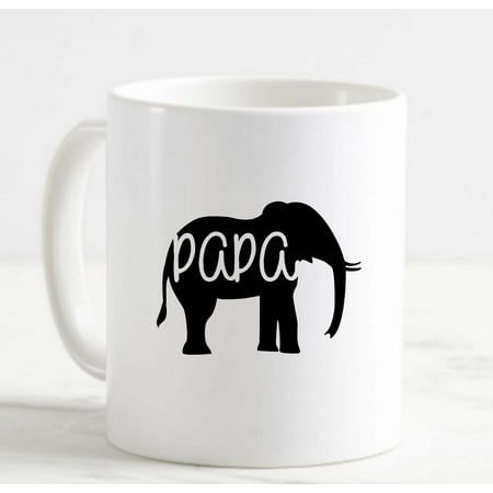 

Coffee Mug Papa Elephant Family Herd Adult Dad White Cup Funny Gifts for work office him her