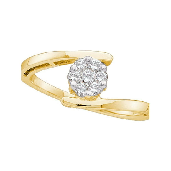 14kt Yellow Gold Womens Round Diamond Cluster Ring 1/4 Cttw
