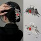 thumbnail image 1 of Set de 2 pinzas para el cabello con forma de murciélago y tiburón, estilo Halloween, color rojo brillante. Accesorios para el cabello Fresh Cold Wind Simples., 1 of 3