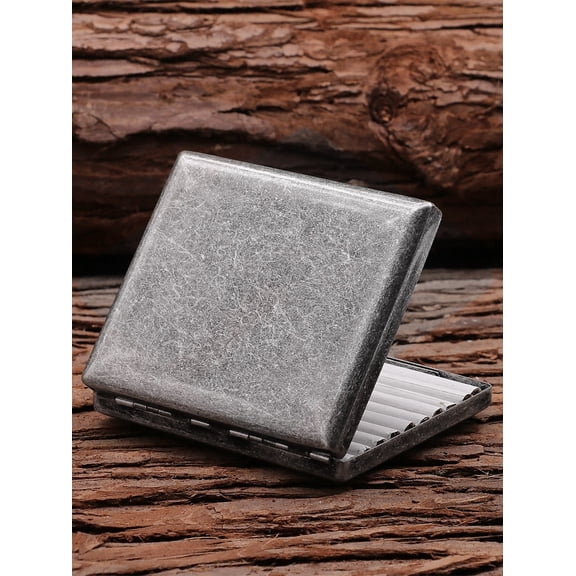 ancient silver cigarette box 20 pieces portable thick men's retro anti-pressure copper cigarette box with engraving on the middle,SKU00340-16支装古银滚花烟盒