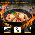 thumbnail image 5 of Cast Iron Skillet, TAIMASI 10" Pre-Seasoned Frying Pan With Handles, Oven Grill Stovetop Safe Cookware Set for Grilling, Sauteing, Baking, 5 of 8