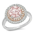 thumbnail image 2 of 2.6 ct Round Cut Simulated Pink Diamond Halo Engagement Ring for Women in 18K White/Rose Gold, 2 of 2