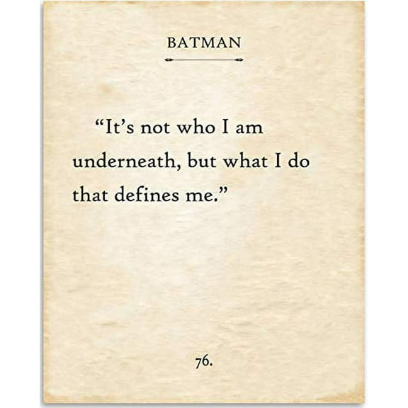 Batman - It's Not Who I Am Underneath - Book Page Quote Art Print - 11x14 Unframed Typography Book Page Print - Great Gift for Book Lovers