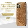 thumbnail image 2 of Case Yard Wooden Case Outside Soft TPU Silicone, Slim Fit Shockproof Wood Protective Phone Cover for Girls Boys Men and Women, Supports Wireless Charging Half Mandala Design case for iPhone-12-Pro-Max, 2 of 7
