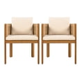 thumbnail image 3 of Christopher Knight Home Outdoor Wood Dining Chairs with Rope-Wrapped Arms, Teak+Beige, Set of 2, 3 of 13
