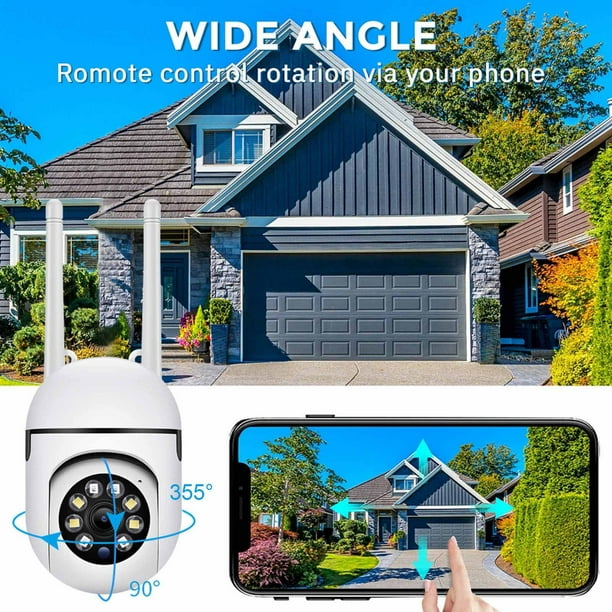 Cámaras de seguridad para exteriores, cámaras WiFi de 2,4 GHz para seguridad del hogar, cámaras de vigilancia domo 1080P con visión de 360°, cámara de seguridad con detección de movimiento y vigilanci