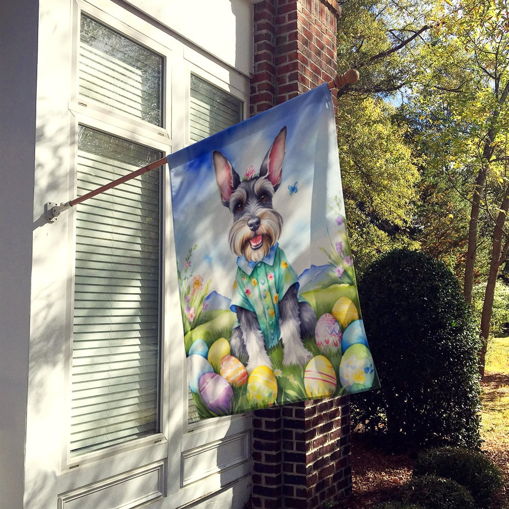 Schnauzer Easter Egg Hunt House Flag 28 in x 40 in