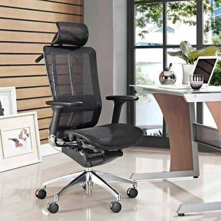 Modway Future Adjustable Back and Headrest Office Chair in Black