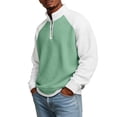 thumbnail image 5 of Havenx Quarter Zip Pullover Sweatshirt for Men Waffle Knit Long Sleeve Shirt Stand Collar Textured Polo Sweaters Colorblock Patchwork Loose Fit Fashion Winter Stylish Comfort Clothes,Green L, 5 of 7