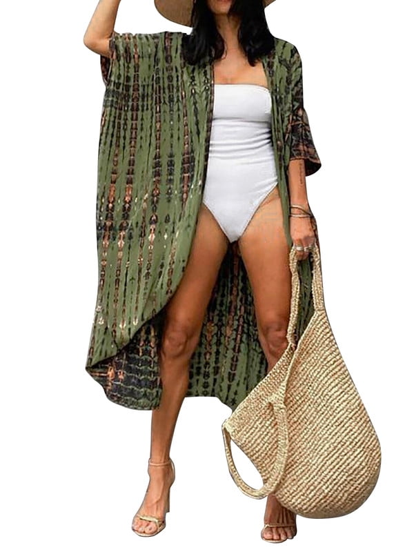 Inadays Summer Women's Swimsuit Cover up Long Kimono Swim Cover up Tie