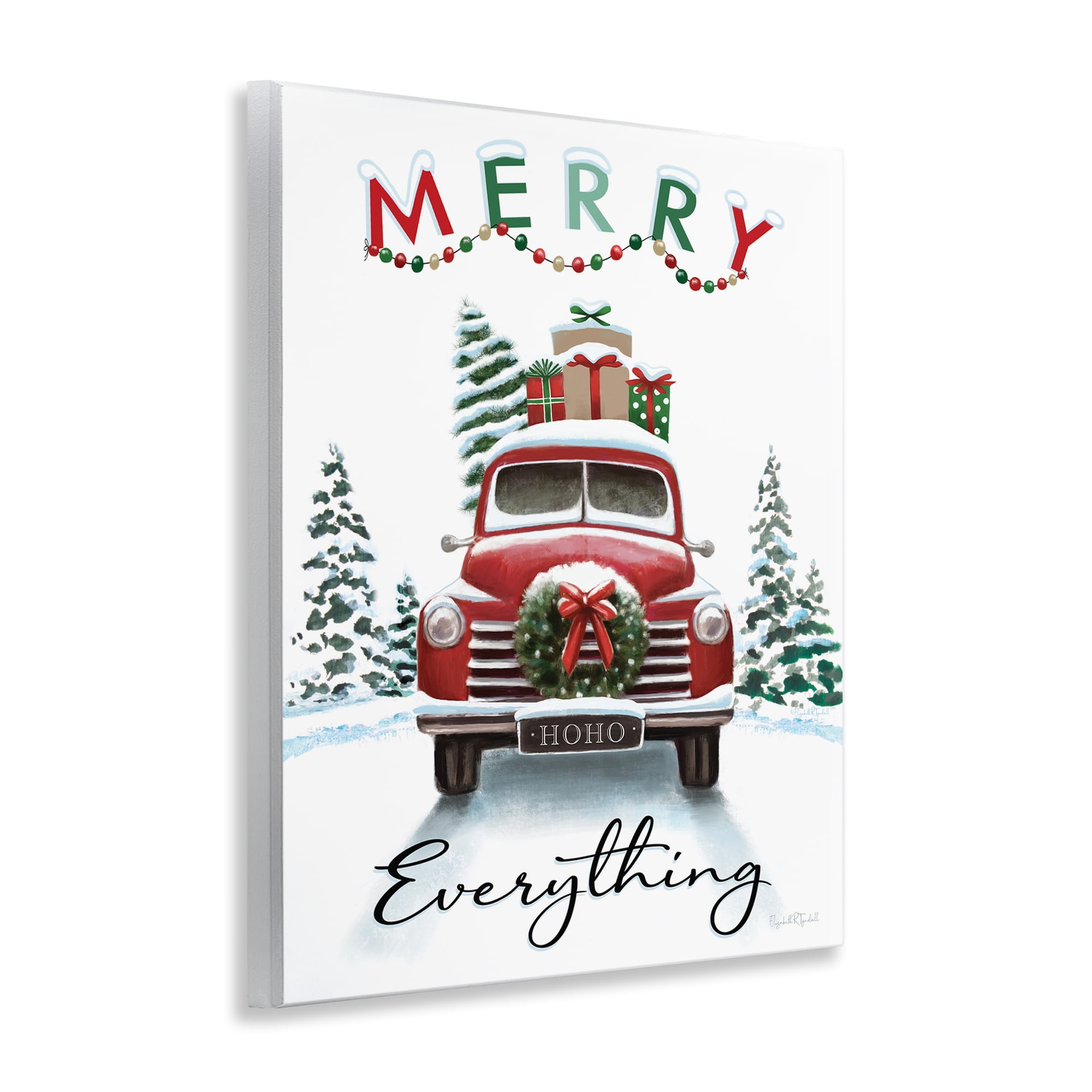 Stupell Industries Merry Everything Gift Car Holiday Painting Unframed Art Prints Wall Art, 11 x 14