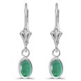 thumbnail image 2 of Oval Emerald Lever-back Drop Earrings in 14K White Gold (0.90ct), 2 of 2