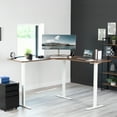 VIVO White Electric Motor Height Adjustable Corner 3 Leg Standing Desk