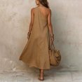 thumbnail image 4 of Women's One Shoulder Maxi Dress, Sexy Asymmetric Sleeveless Long Dresses, Loose Fit Cotton Linen Feel Summer Beach Vacation Sundress with Pocket, 4 of 5