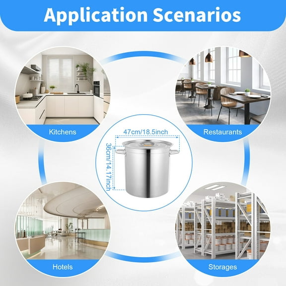 Stainless Steel Stock Pot 30 Quart Large Cooking Pot with Lid and Handle Commercial Soup Pot for Soup, Seafood, Stock, Canning, Silver