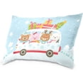 thumbnail image 2 of Christmas Animals in Bus Velvet Oblong Lumbar Plush Throw Pillow Cover/Shams Cushion Case 20x30in Decorative Invisible Zipper Design for Couch Sofa Pillowcase Only, 2 of 7